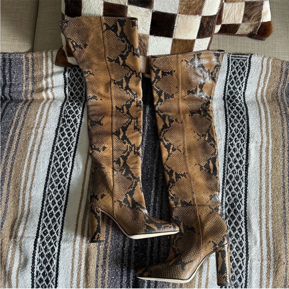 Paris Texas Cognac Python Snakeskin Effect Over-t… - image 6